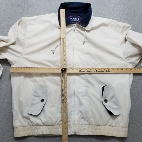 La Mode Jacket Mens XL White Long Sleeve Full Zip Pockets‎ Windbreaker - Picture 7 of 11